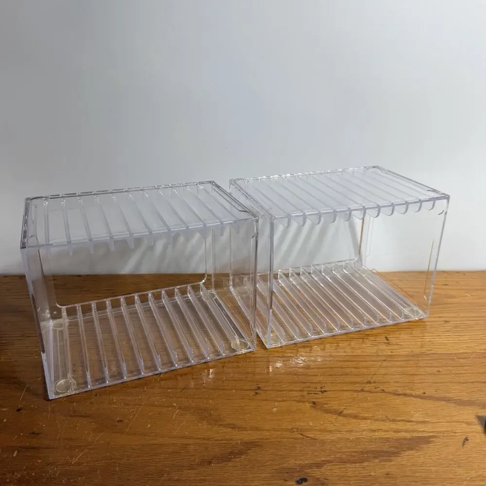 Lot 2 Clear Acrylic 12 CD Storage Cases Organizer Stackable Media Holder Lucite